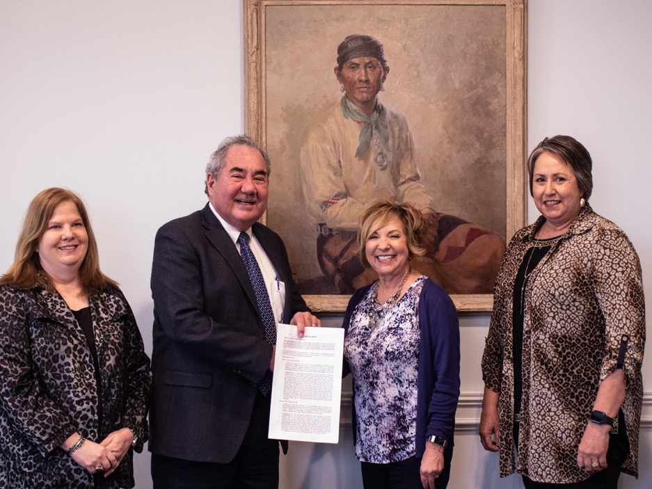 Monday, February 11, 2019, Osage Nation Chief Standing Bear met with Superintendent of the Osage Agency to sign Tulsa Airpark into Federal Trust.