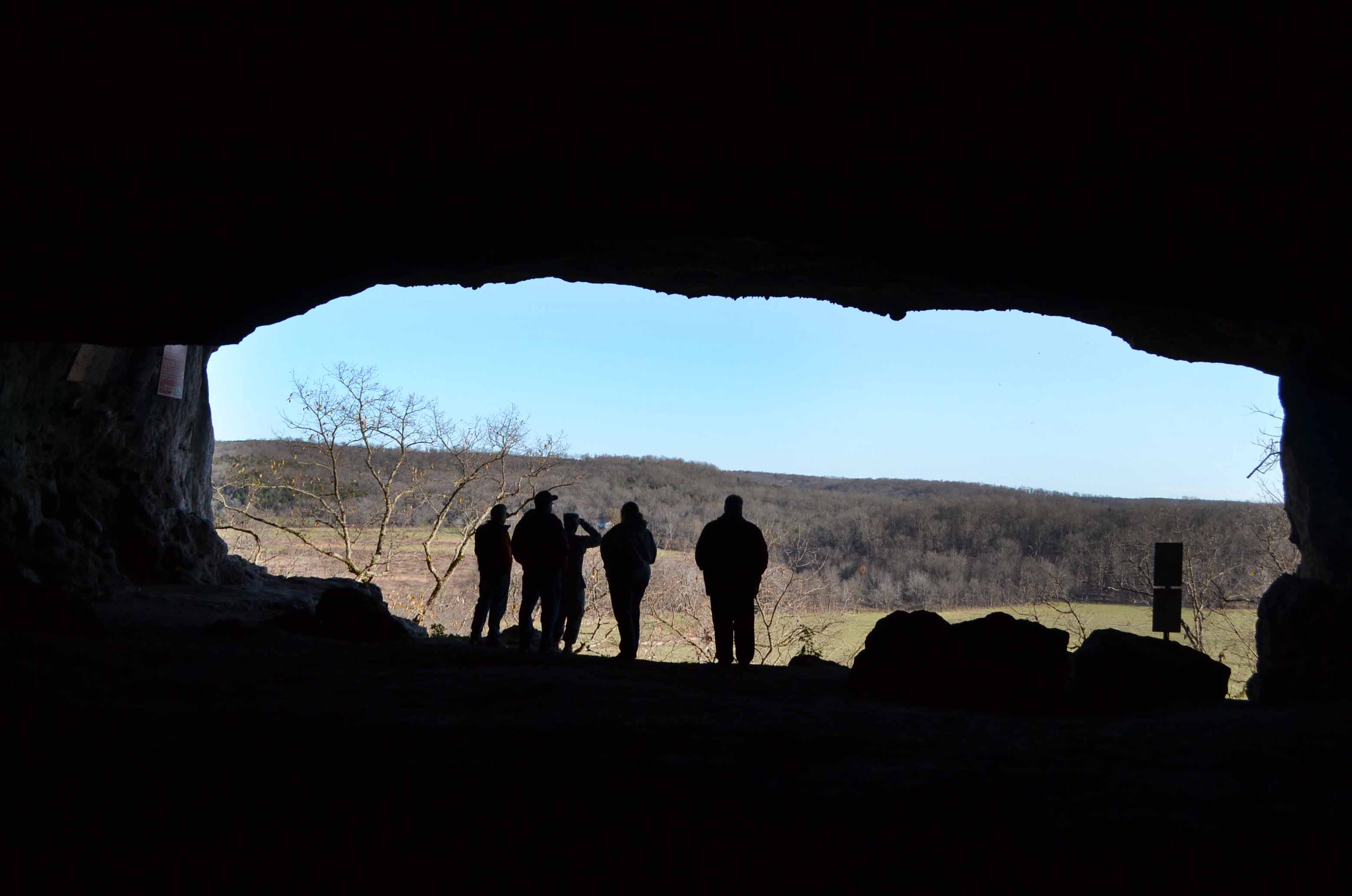 Assistant Chief Raymond Red Corn and Ft. Leonard Wood U.S. Army Base Cultural Resource Management Program staff at Miller's Cave