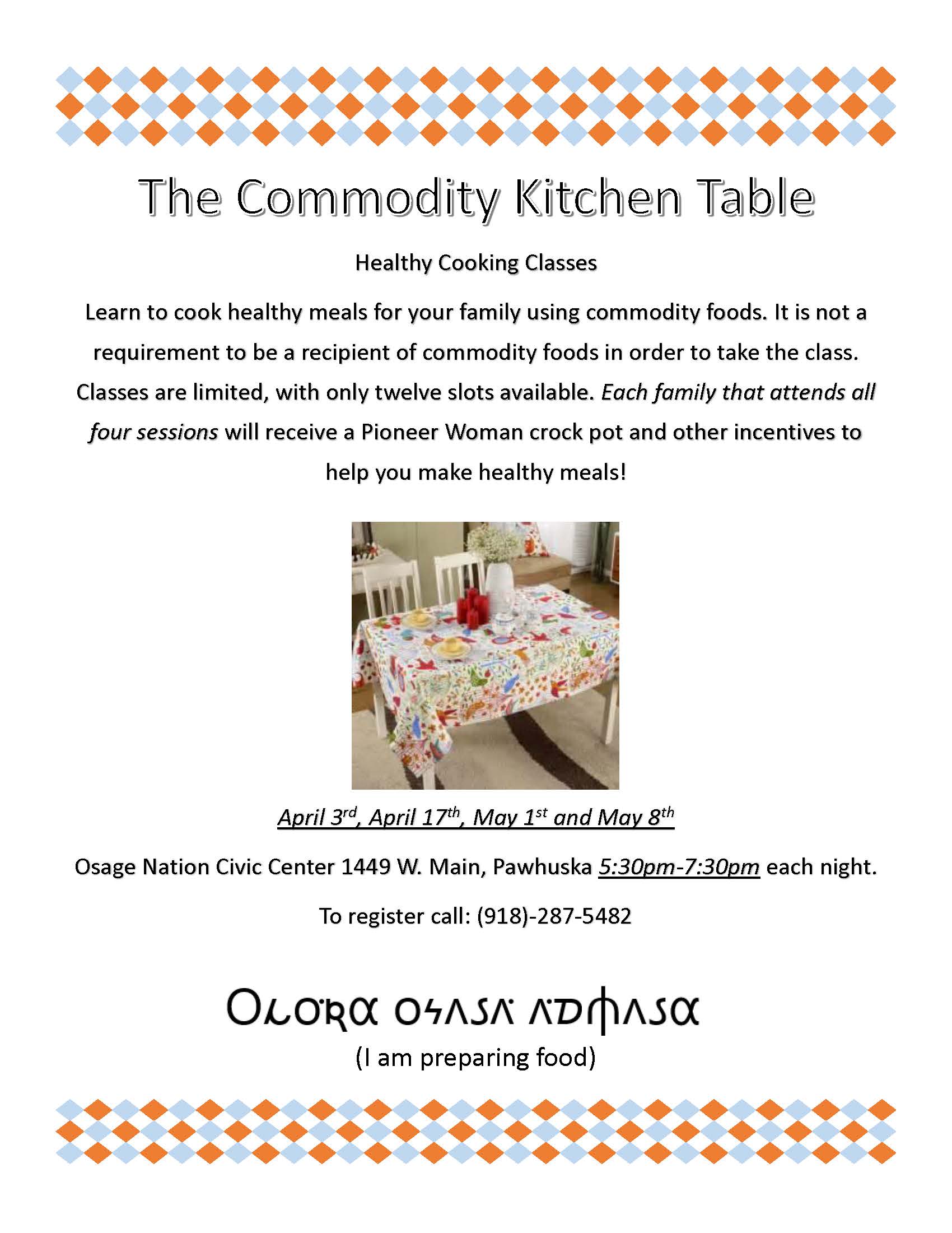 Commodity Kitchen Table Flyer 
