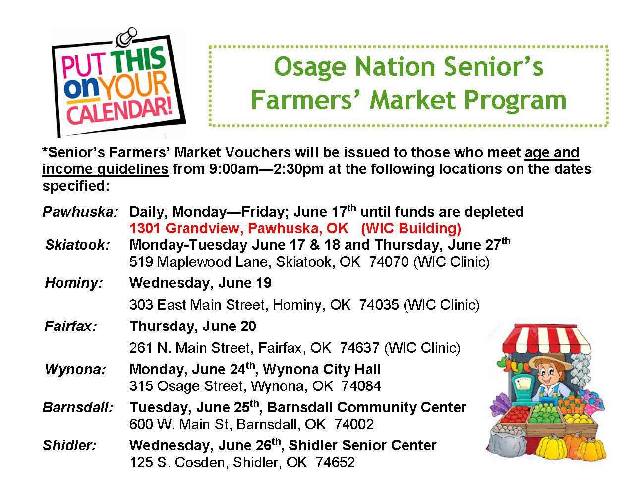 Osage Nation's Senior's Farmers' Market Program 