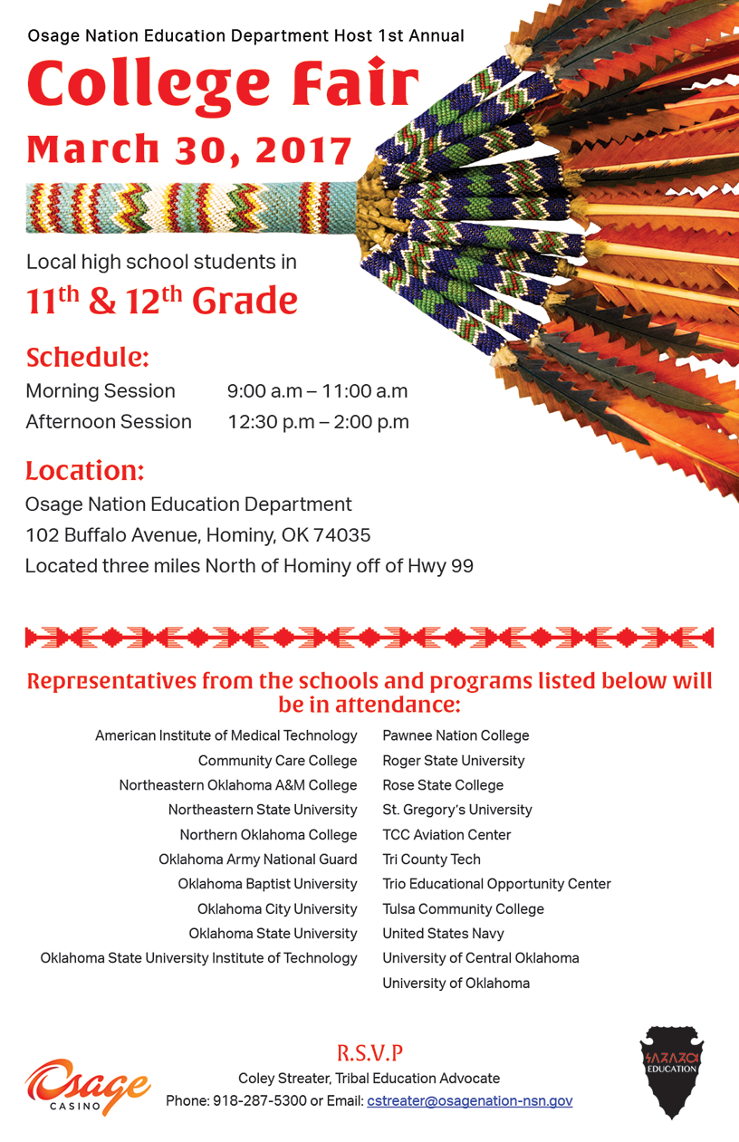 Osage Nation Education Department 1st Annual College Fair