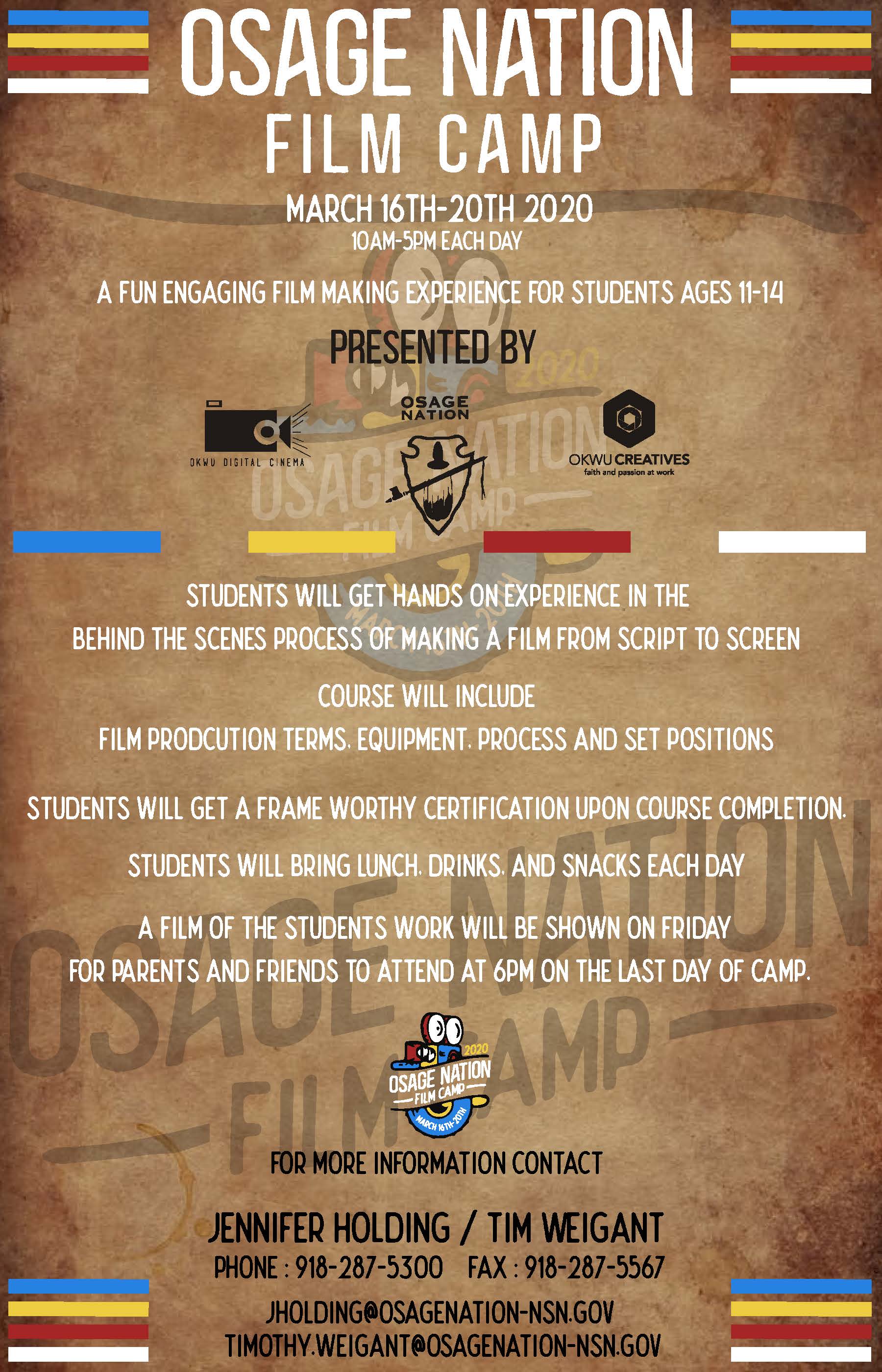 Osage Nation Film Camp poster 