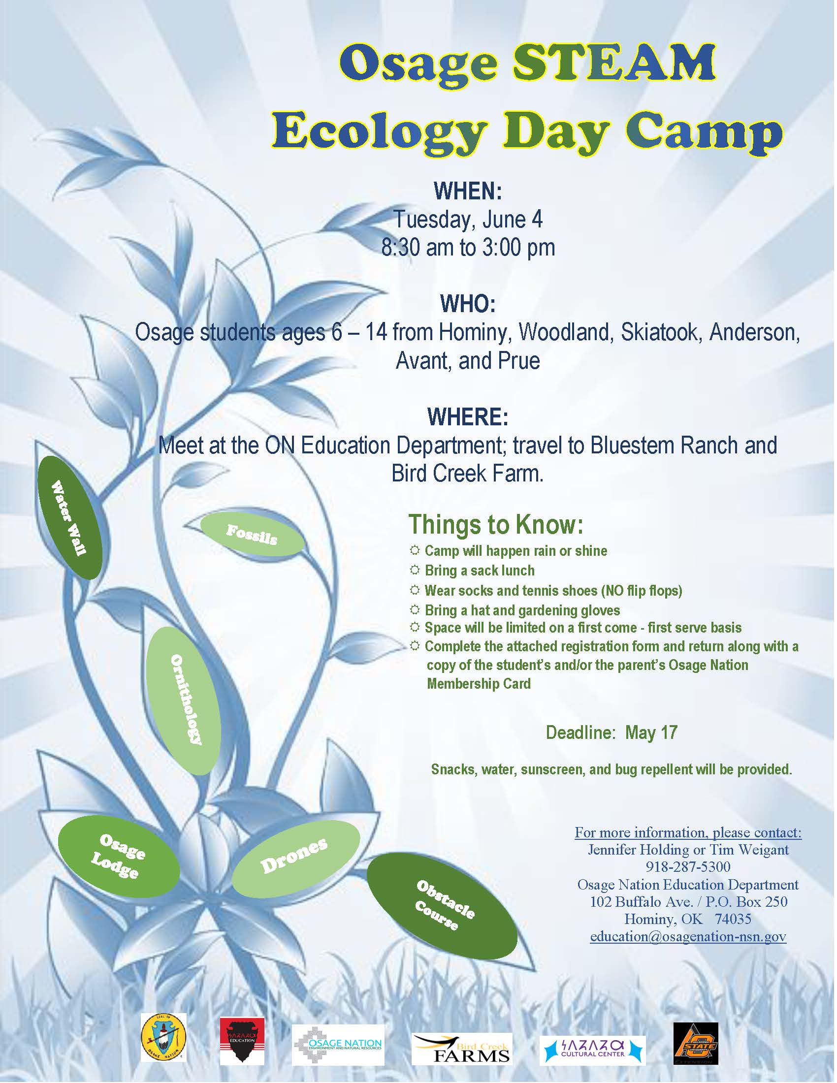 Osage STEAM Ecology Camp flyer 