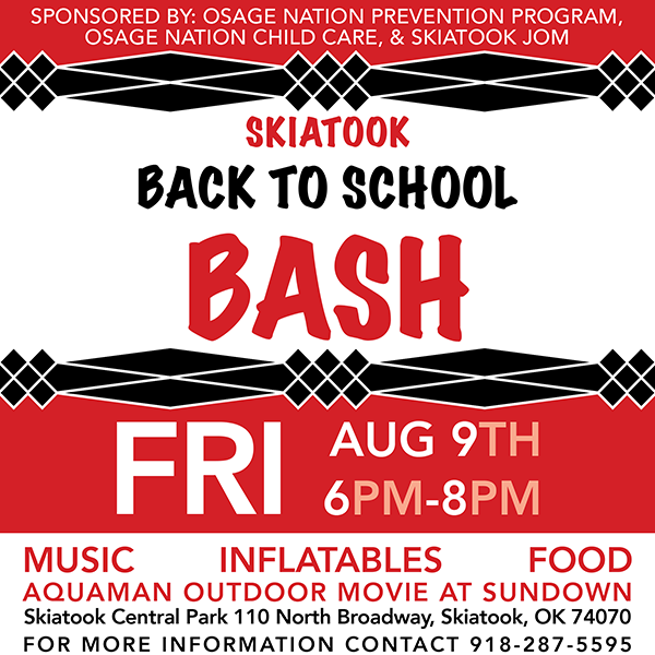 Flyer for Skiatook Back to School Bash