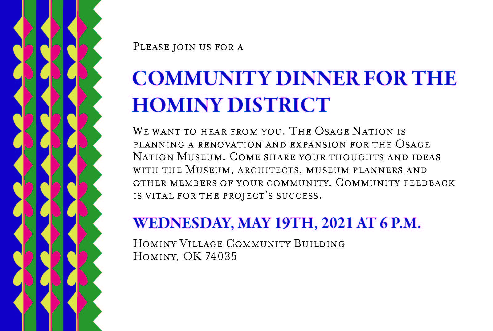 Hominy District Community Dinner 